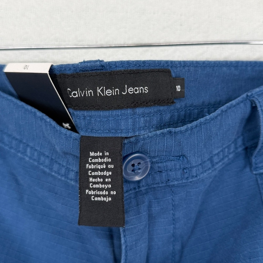 Calvin Klein Jeans Womens Size 10 Biro Blue Slub Textured Shorts New With Tags - Picture 3 of 7